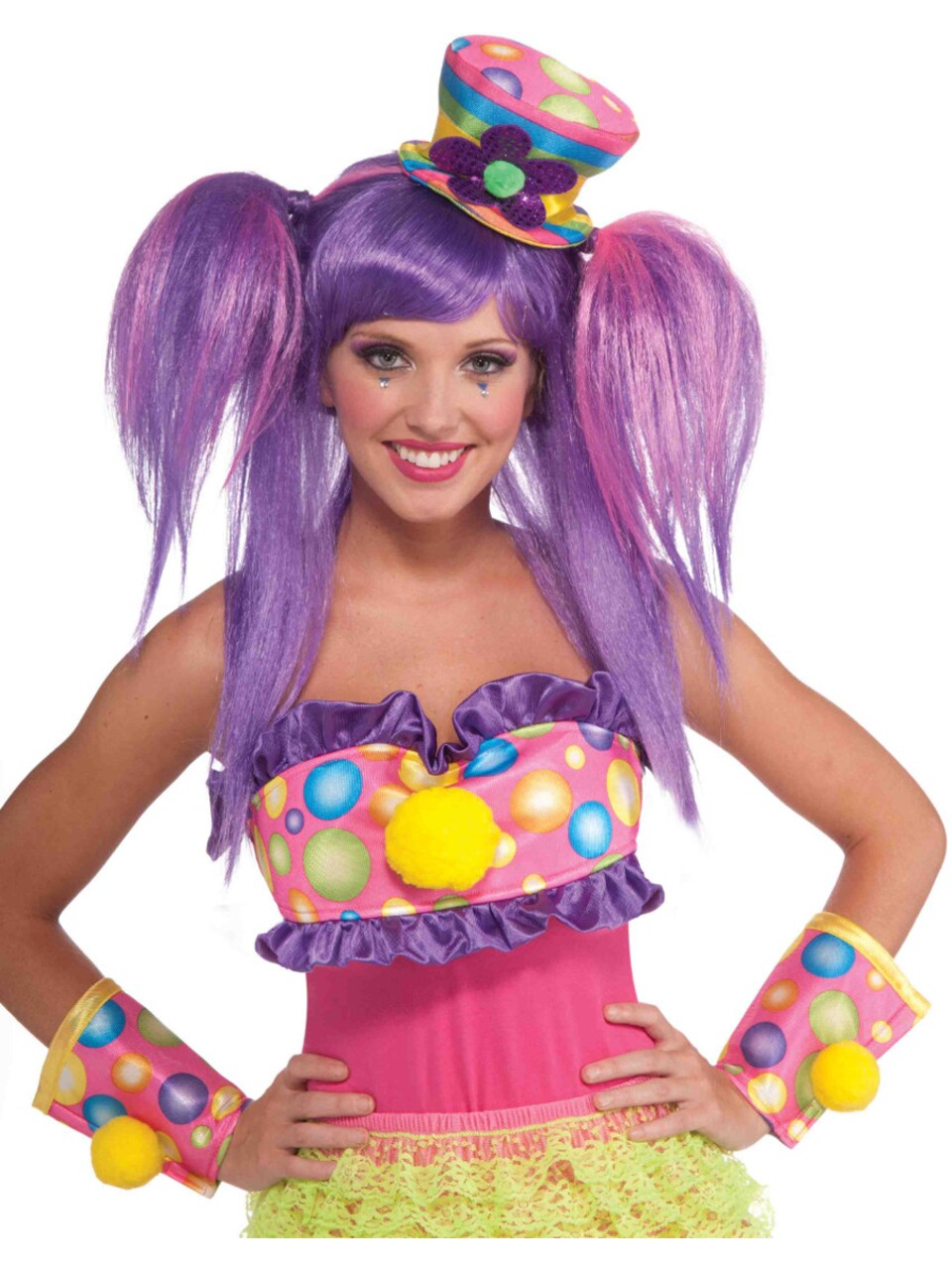 Women's Circus Sweetie Clown Mini Costume Pastel Top Hat With Flower